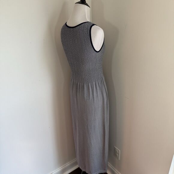 Lark & Grey Maxi Dress S Pullover Sleeveless Smocked Black Stripe Tank Stretchy - Picture 3 of 9